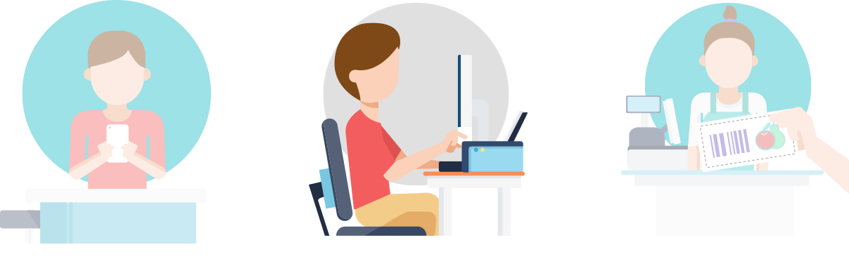 Step 1: Send...  Step 2: Print...  Step 3: Redeem